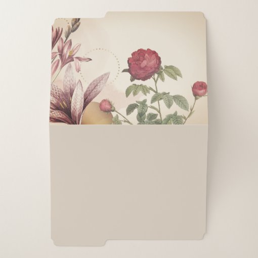 Elegant Cream & Burgundy Minimalist Floral Design File Folder | Zazzle