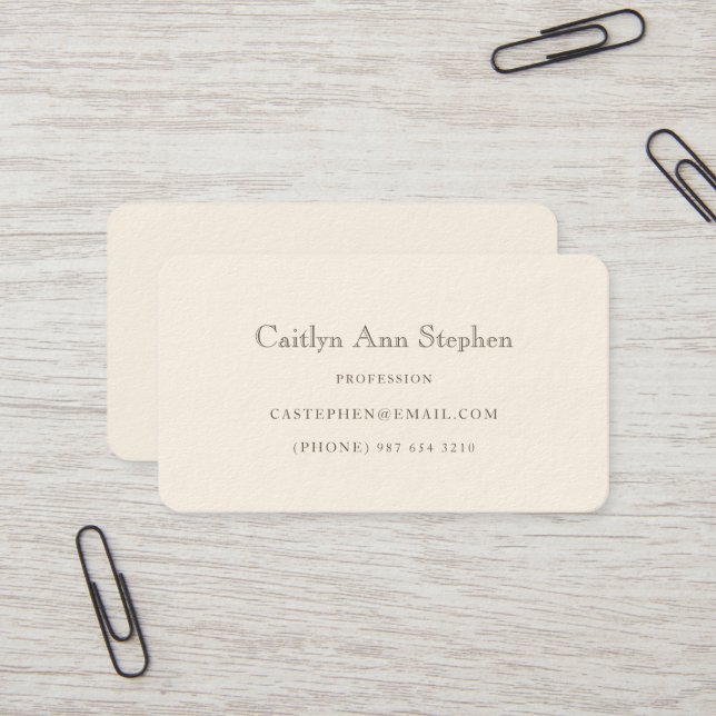 Elegant Cream Business Card (Front/Back In Situ)
