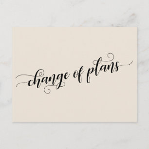 Elegant Cream Change of Plans Postponed Wedding Postcard