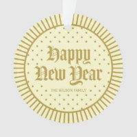 Elegant Cream Classic Decorative Happy New Year Ornament