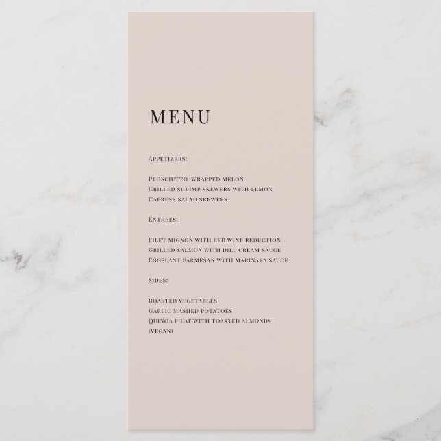 Elegant Cream Colored Monogram Wedding Menu (Front)