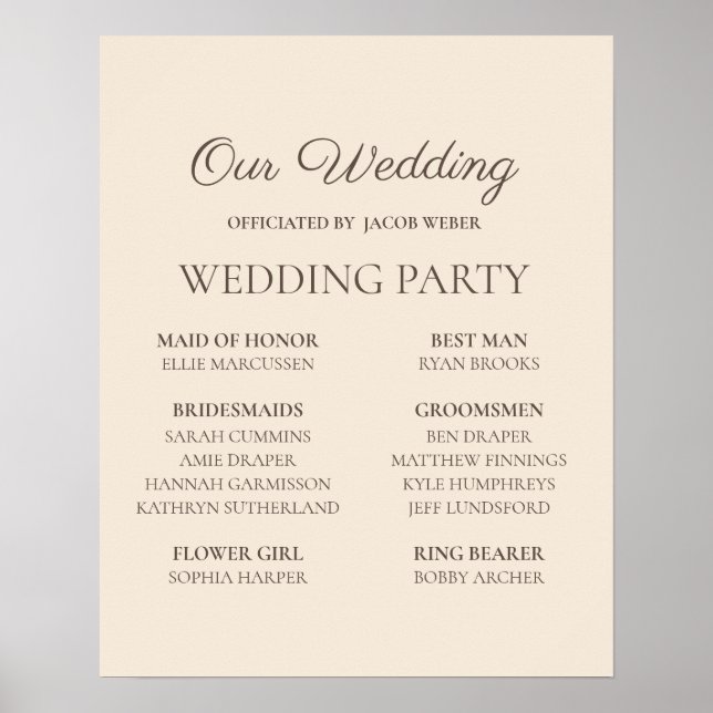 Elegant Cream-Colored Wedding Party  Poster (Front)