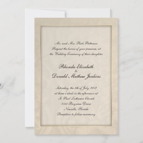 Elegant Cream Custom Wedding Invitation 5" X 7" Invitation Card