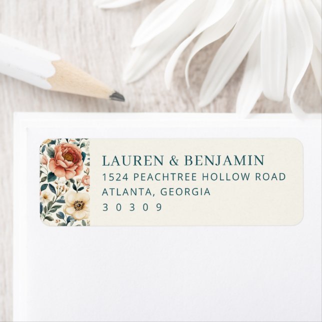 Elegant Cream Floral Borders Label (Insitu)