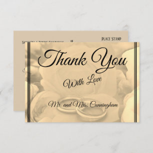 Elegant Cream Floral & Rings Thank You Postcard