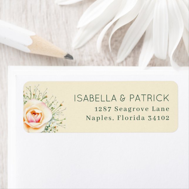 Elegant Cream Floral Rose Label (Insitu)