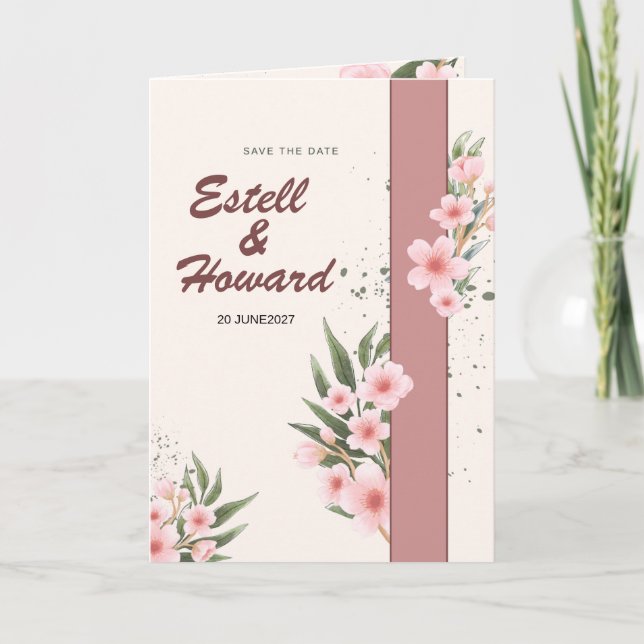 Elegant Cream Floral Wedding Invitation (Front)