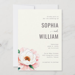 Elegant Cream Floral Wedding Invitation