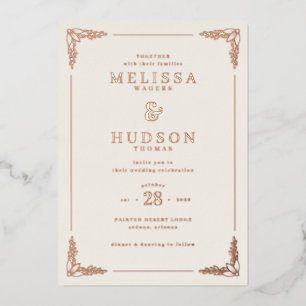 Elegant Cream Floral Wedding Invitation Foil Invitation