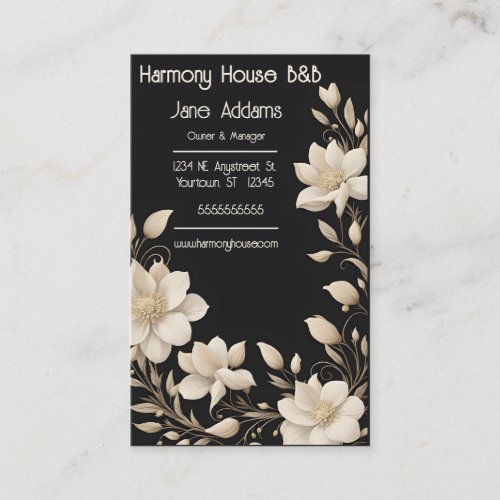 Elegant Cream Floral Wreath BB Business Card