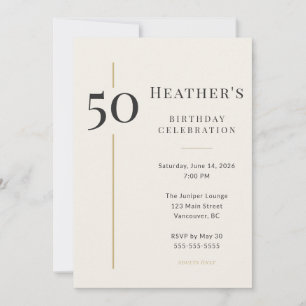 Elegant Cream & Gold 50th Birthday Invitation