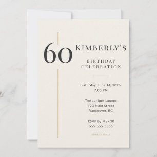 Elegant Cream & Gold 60th Birthday Invitation