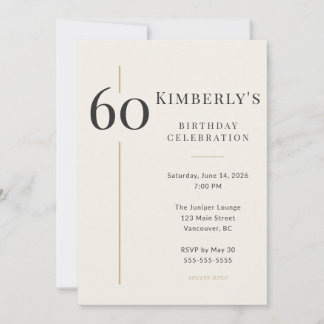 Elegant Cream & Gold 60th Birthday Invitation