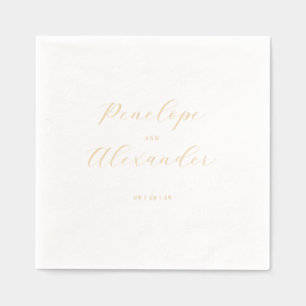 Elegant Cream Gold Foil Calligraphy Napkins
