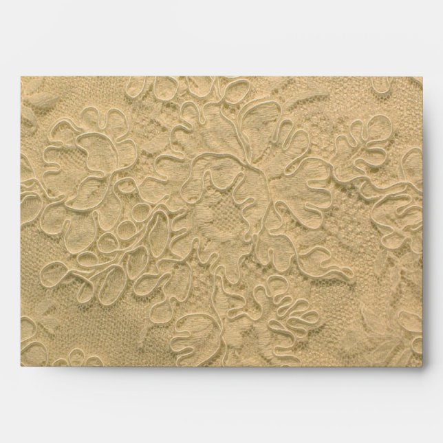 Elegant Cream Gold Lace Wedding Envelope (Front)