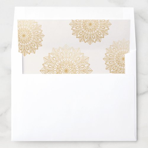 Elegant Cream Gold Mandala  Envelope Liner