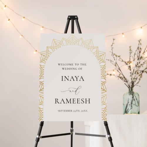 Elegant Cream Gold Mandala Wedding Welcome Sign