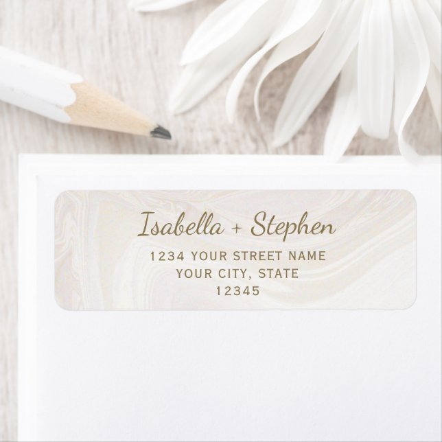 Elegant Cream Gold Pearl Return Address Custom Label (Insitu)