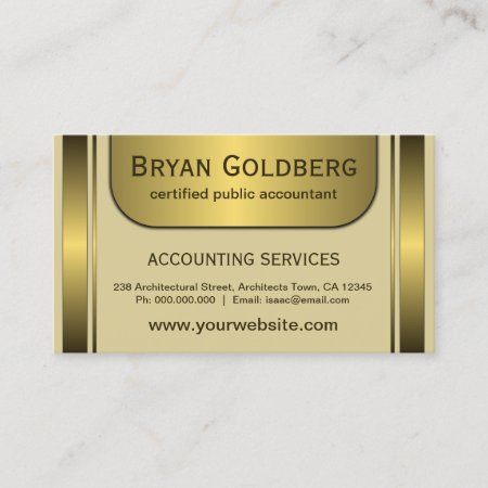 Elegant Cream & Gold Plate Standard Cpa Accountant Business Card