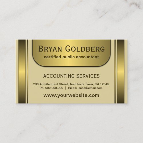 Elegant Cream  Gold Plate Standard CPA Accountant Business Card