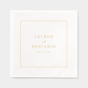 Elegant Cream Gold Rectangle Foil Napkins
