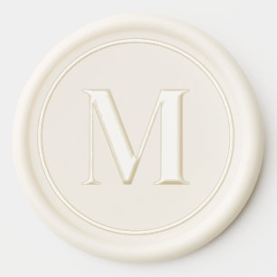 Elegant Cream Gold Serif Wax Seal Sticker
