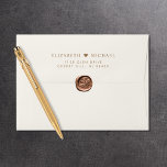 Elegant Cream Gold Wedding Return Address Envelope<br><div class="desc">Elegant light cream return address envelopes for your wedding invitations,  save the dates,  engagement announcements,  couples shower invites,  thank you cards and other correspondence. Your names are joined together by a heart in elegant gold typography and your address is in simple modern gold typography.</div>