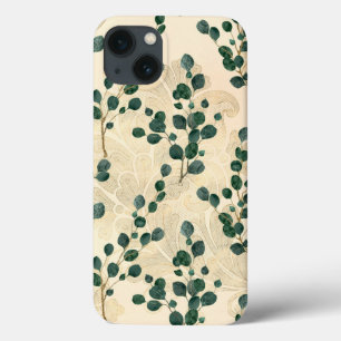Elegant Cream Gold Whimsical Eucalyptus Greenery  iPhone 13 Case
