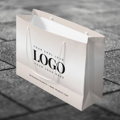 Elegant Cream Gradient Chic Custom Business Logo Large Gift Bag