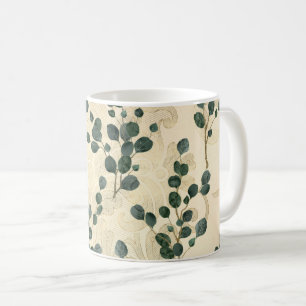 Elegant Cream Green Whimsical Eucalyptus Greenery Coffee Mug