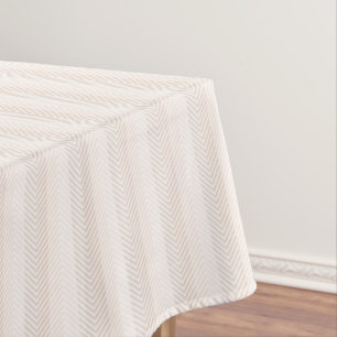 Elegant Cream Herringbone Zig Zag Tablecloth