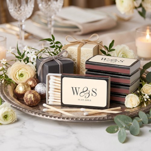 Elegant Cream initial wedding couples Matchboxes