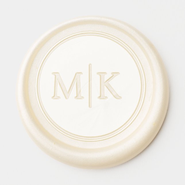 Elegant Cream Initials Wax Seal Sticker (Front)