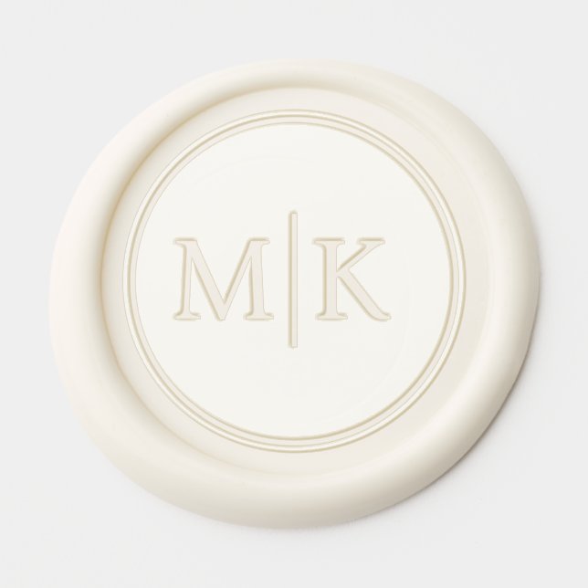 Elegant Cream Initials Wax Seal Sticker (Front)