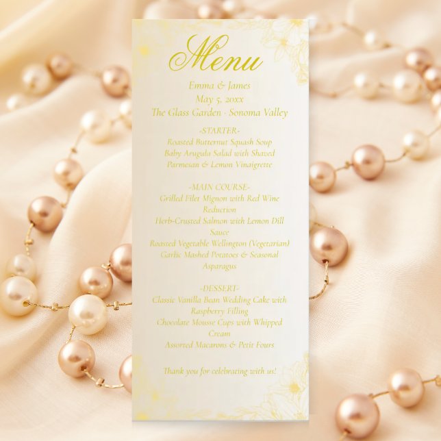 Elegant Cream Ivory and Gold Wedding Menu Card (Creator Uploaded)