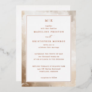 Elegant Cream Marbled Wedding Invitation Foil Invitation