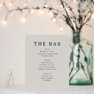 Elegant Cream Minimalist Bar Menu Foam Board