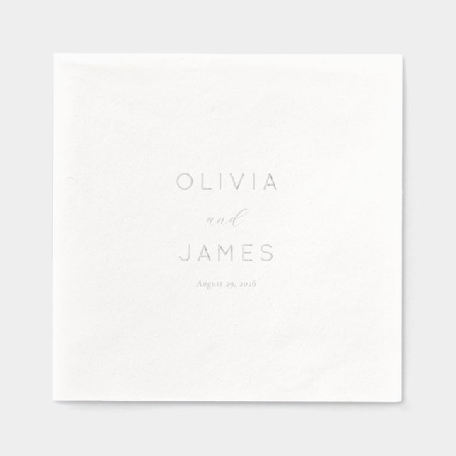 Elegant Cream Minimalist Typographic Foil Napkins (Front)