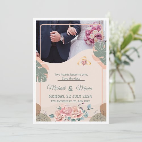 Elegant cream minimalist wedding invitation