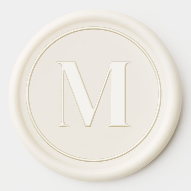 Elegant Cream Monogram Initial Seal Wax Seal Sticker (Front)