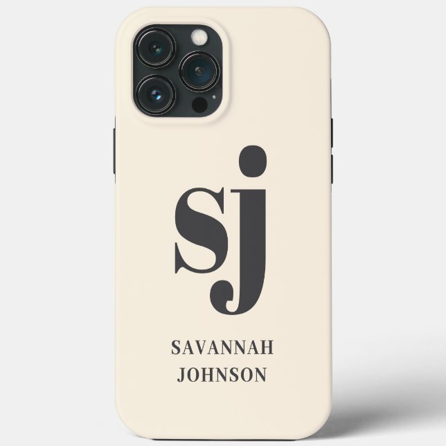 Elegant cream monogram initials  Case-Mate iPhone case (Back)