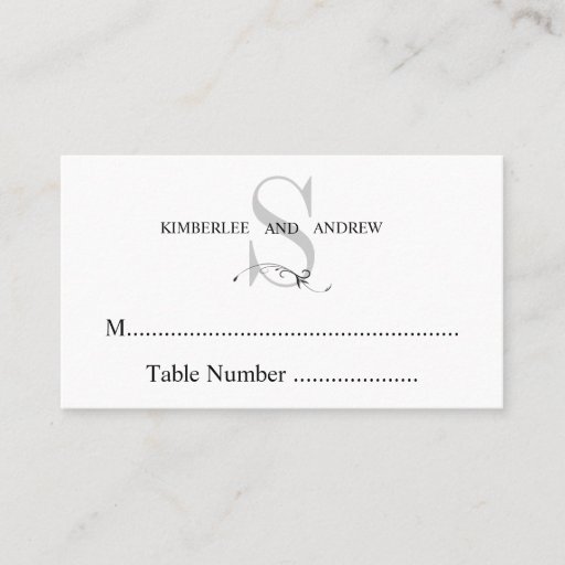 Customizable Elegant Cream Monogram Wedding Seating Cards Business Card