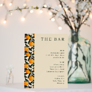 Elegant Cream Orange Leafy Bar Menu Foam Board