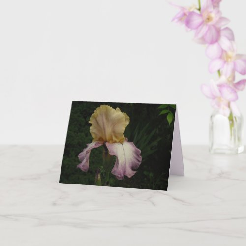 Elegant Cream Purple Iris Floral Photo Card