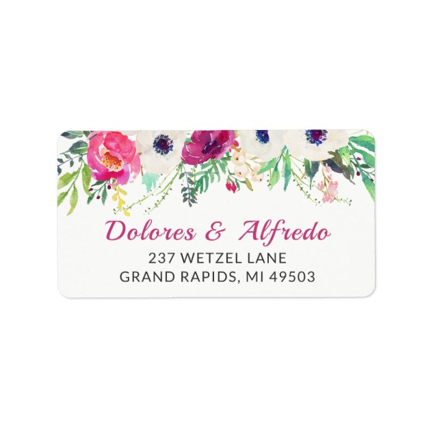 Elegant Cream Purple Watercolor Floral Label