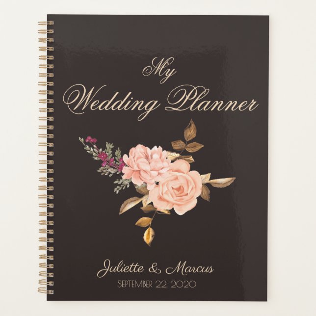 Elegant Cream Rose Bouquet Wedding Planner (Front)
