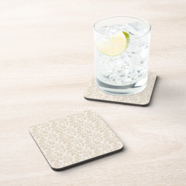 Elegant Cream Rose Floral Drink Coaster (Right Side)