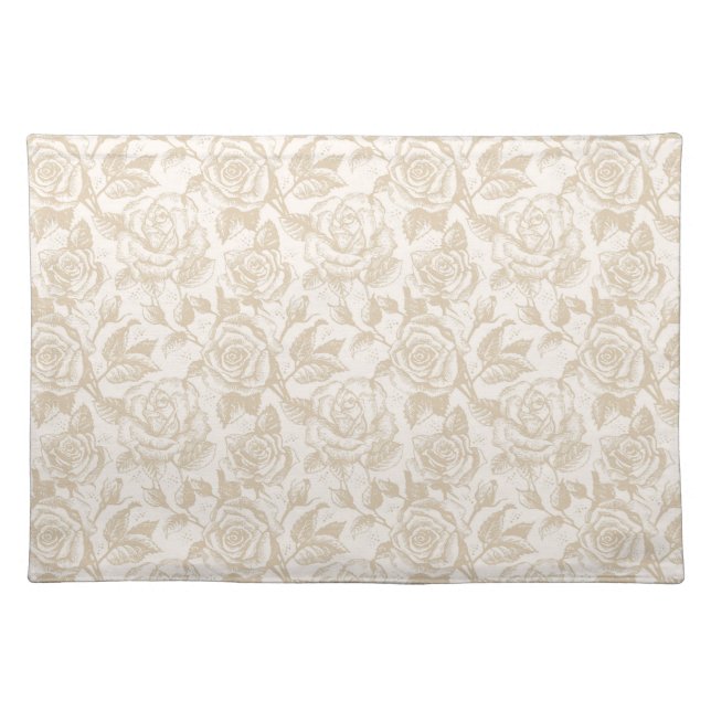 Elegant Cream Rose Floral Placemat (Front)