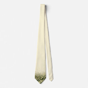 Elegant Cream & Sage Green Meadow Wildflower Neck Tie