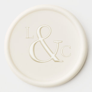 Elegant Cream Serif Wedding Wax Seal Sticker